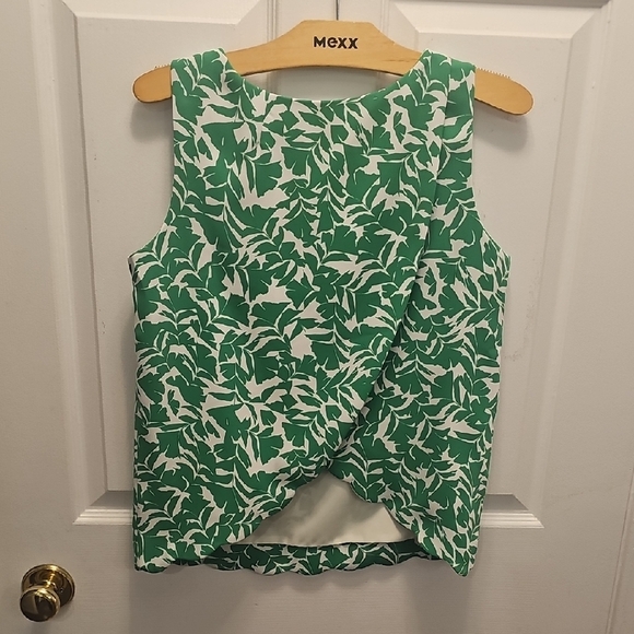 J. Crew Green and White Leaf Print Tank Top - Picture 4 of 4